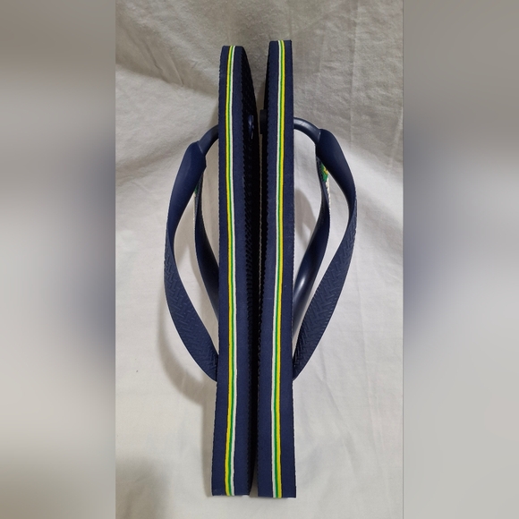 Havaianas Women's Brazil Logo Navy Flip Flops Size 9.5 To 10 41-42 - Picture 3 of 8